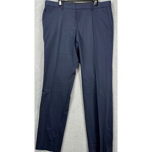 Boss Hugo Boss Pants Mens 46R Navy Blue Glen Check Wool Blend Dress Slim Fit NEW